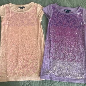 Lot of 2 Gap Kids sequin dresses 4-5 XS pink purple straight dress